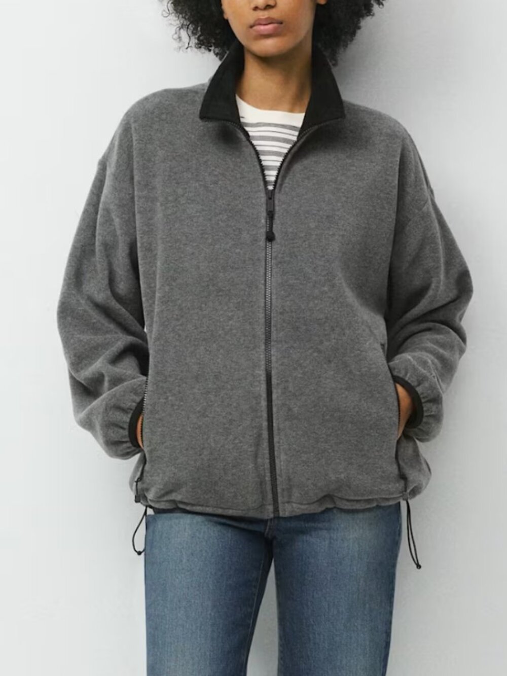 Aritzia Outlook Zip Mockneck Bigfoot Fleece in Heather Ridge Grey